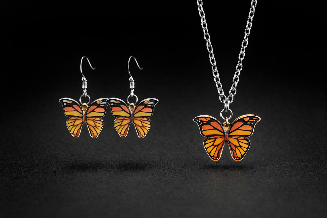 Butterfly Earrings and Necklaces